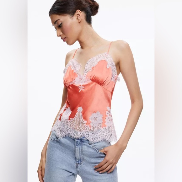 Coral lace trim tank alice and olivia - Picture 1 of 4